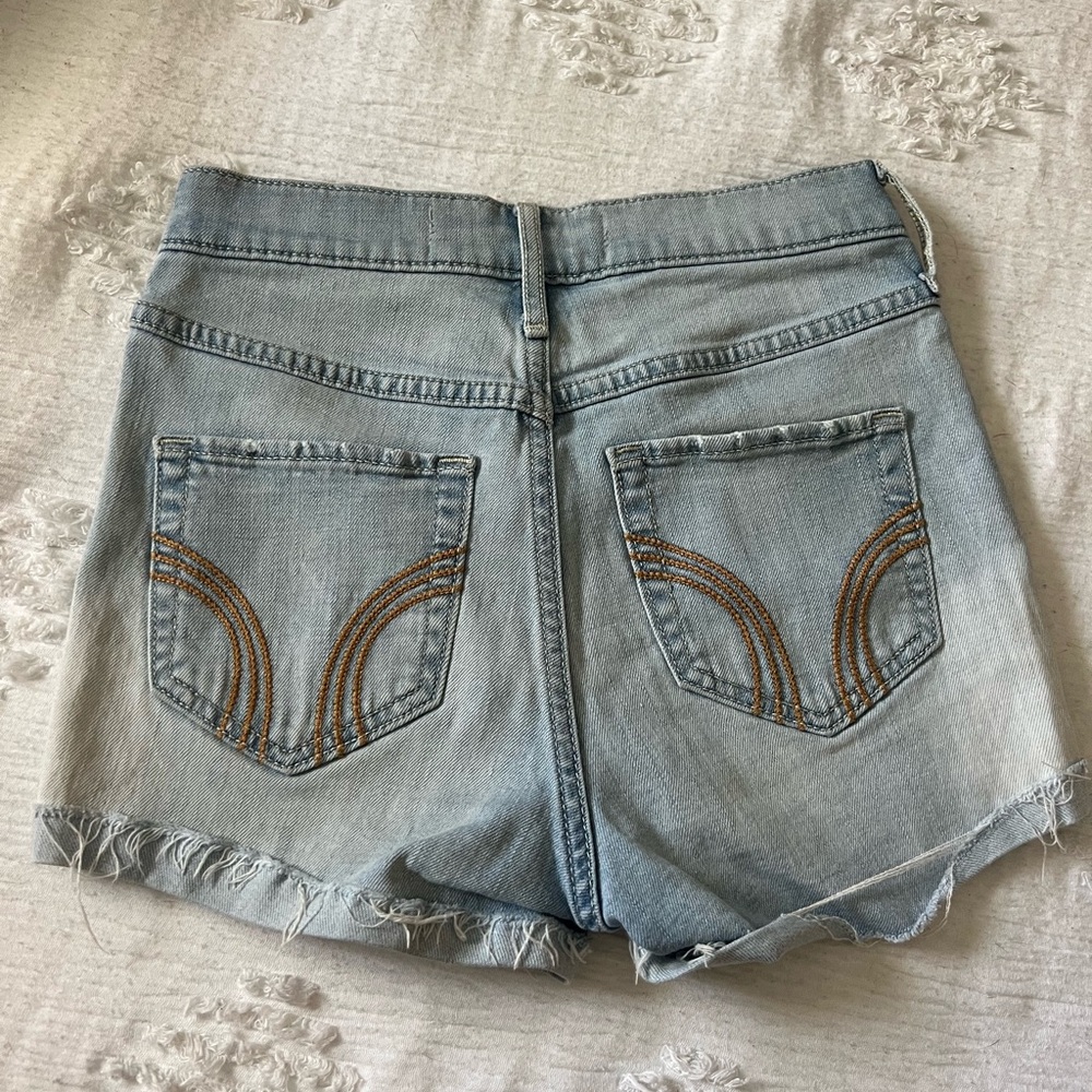 Hollister Blue Jean Shorts with Frayed Hems
